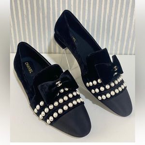 New Chanel Velvet black loafer